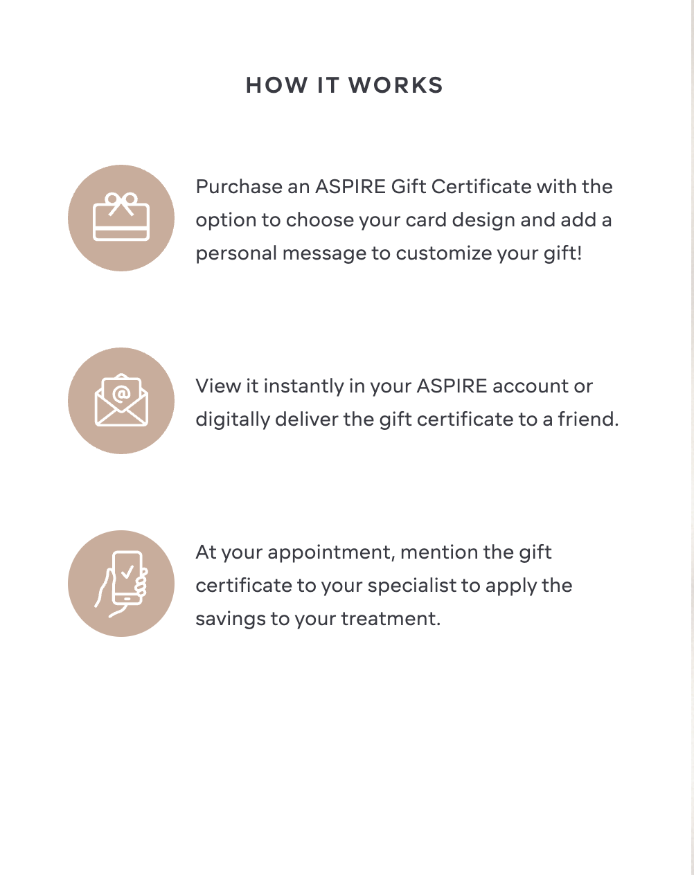 $100 ASPIRE Gift Certificate for only $75