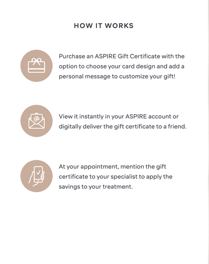 $100 ASPIRE Gift Certificate for only $75